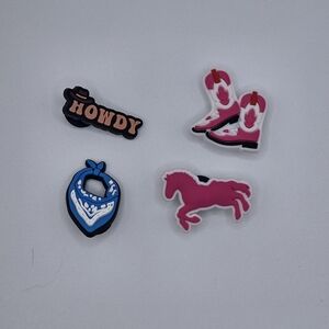 Kids Western-Themed Shoe Charms Set - Pink, Blue, Black
